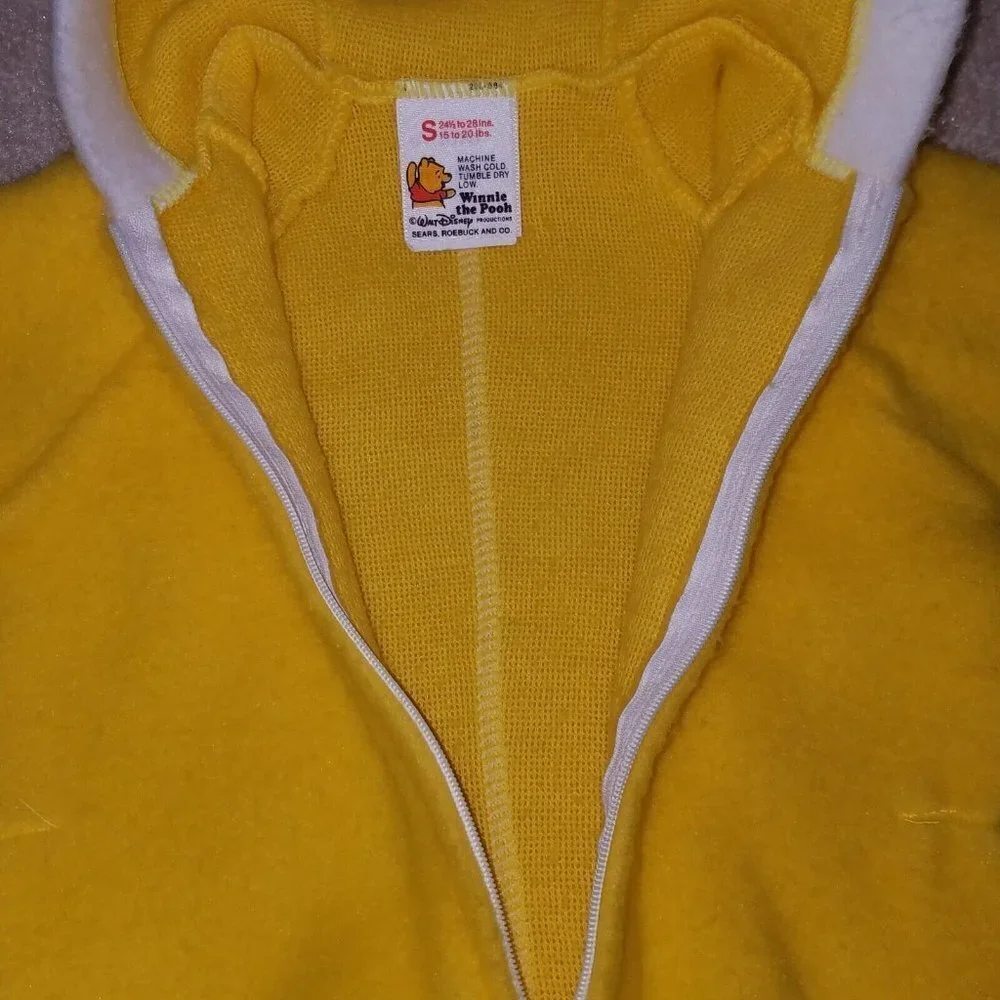 VTG Disney Winnie Pooh Yellow Hooded Sleeper Sears Roebuck & Co Small 15-20 lbs